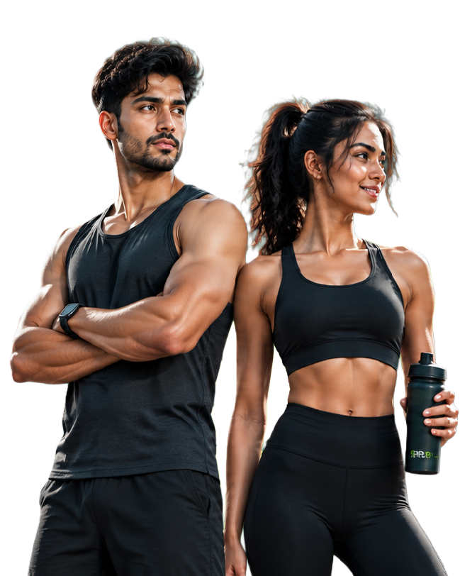 Man and woman following a fitness transformation program